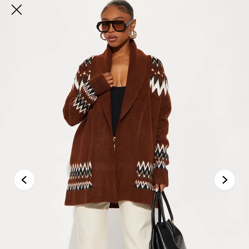 Brown Patterned Women's Sweater